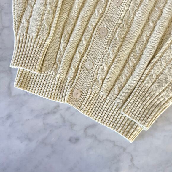 Vintage Cream Cable Knit Cardigan Sweater - Picture 4 of 7